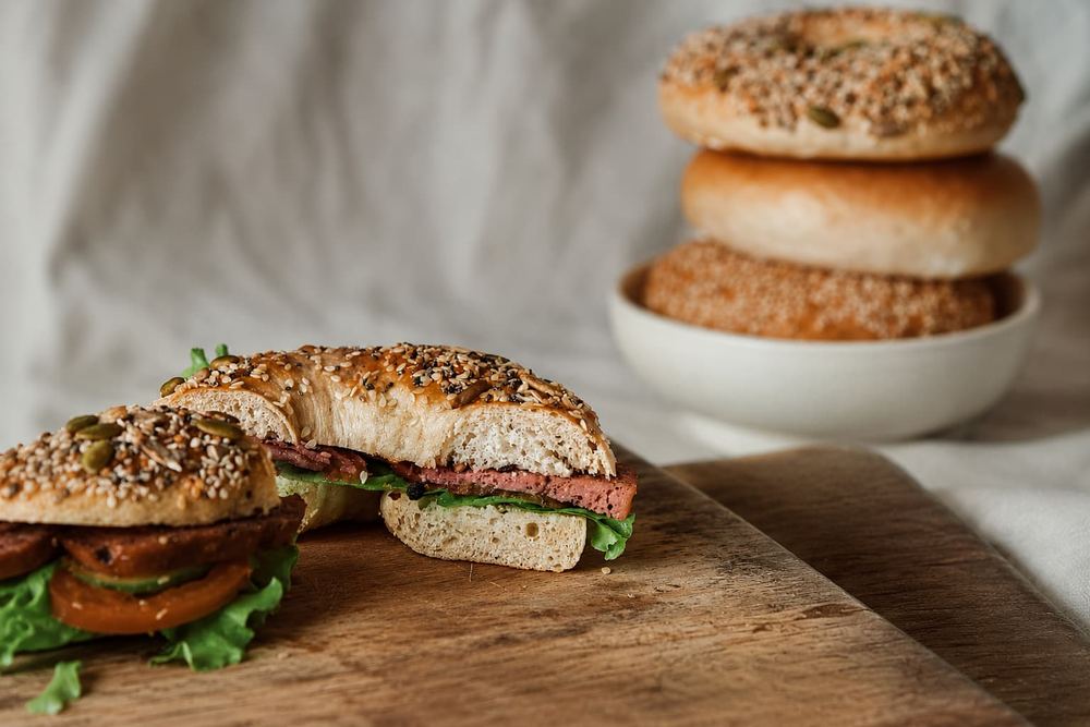 Seeded bagel sandwich and fresh bagels at Kāffi, Colombo 03