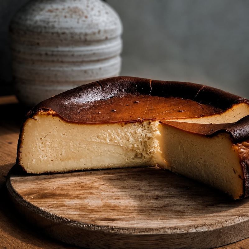 Whole Basque burnt cheesecake baked at Kāffi Colombo