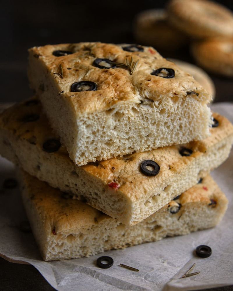 Olive focaccia baked at Kāffi Colombo